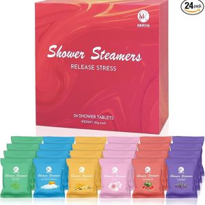 Shower Steamers Aromatherapy Birthday Gifts for Women Men, 24-Pack Stress Relief Organic Shower Bombs with Essential Oil, Valentine's Day Mother's Day