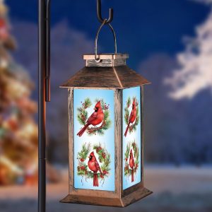 Solar Lanterns with Cardinal Theme Outdoor Waterproof Decorative Lights for Garden Birthday Gifts for Women, Mom, and Grandma