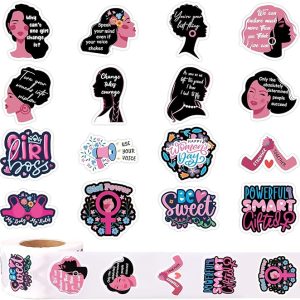 Whaline 1000Pcs Women's History Month Stickers Roll Feminist Inspirational Quote Stickers Self-Adhesive Label Decals for Water Bottle Laptop Gift Decor Women Empowerment