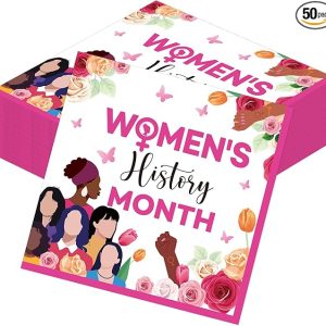 Womens History Month Decorations, 50PCS Women's History Month Disposable Paper Napkins Party Decoration, International Womens Day Pink Napkin Decor Supplies for Woman Girls