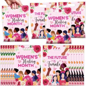 Women's History Month Party Favor Bags - 50 Pcs Women's History Month Goodie Candy Gift Bags Feminist Awareness Party Supplies for March 8th International Womens Day