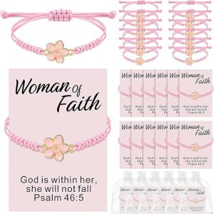24 Set Christian Gifts for Women Bulk Woman of Faith Bracelet with Bible Verse International Women's Day