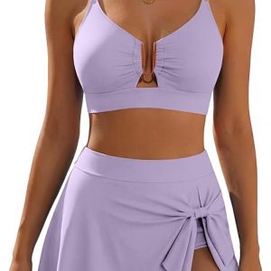 ANRABESS Womens Bikini Sets Two Piece Swim Skirt High Waisted Swimsuits Tummy Control U-Wire Bathing Suit 2026 Beach Swimwear