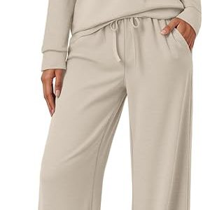 AUTOMET Womens Sweatsuits 2 Piece Sets Travel Outfits 2026 Fall Matching Lounge Set Oversized Sweatshirt Wide Leg Pants