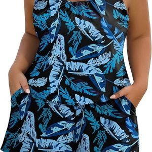 Arolina Women's Plus Size Swim Romper One Piece Swimsuits Modest Bathing Suit with Pockets (S-24W)