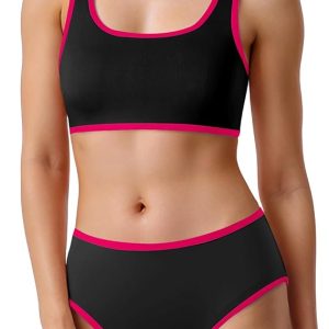 Beautikini Period Swimwear Sporty Two Piece Menstrual Swimsuits Leakproof Bikini Set Bathing Suits for Teen Girls Women