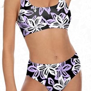 Beautikini Period Swimwear Two Piece Menstrual Leakproof Sporty Bikini Sets Bathing Suit Period Swimsuit for Teen Girls