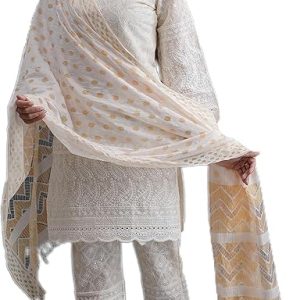 Chikankari Kurtis for Women Pakistani Salwar Kameez Suit Set Indian Dresses White Kurti Pant & Dupatta Set