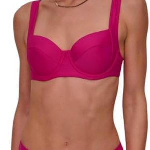 DKNY Women's Bikini Set ̶ Molded Bra Bikini Top & Low Rise Bottom with Ring Detail