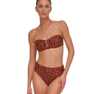 DKNY Womens Bikini Set ̶ U-Wire Bikini Top & Mid Rise Shirred Bottom with Tummy Control