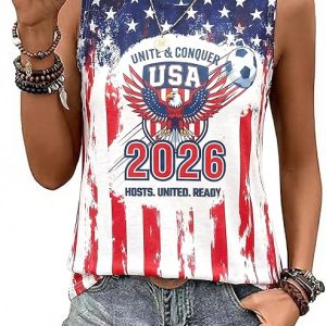 NANYUAYA 2026 Soccer Tank Tops for Women Game Day Shirt Soccer Fan Gifts Letter Printed Causal Sleeveless Top
