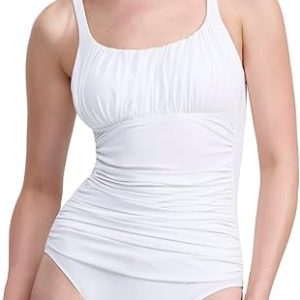 Profile by Gottex Tutti Frutti Shirred Peasant One Piece - Soft Cups, Adjustable Straps, Front & Back Lining, Tummy Control