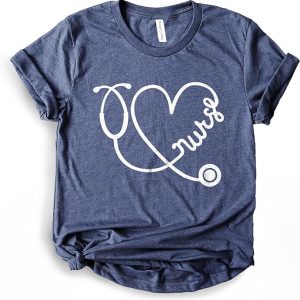 ROKO CLOTHING Cute Nurse Day Shirt for Women Letter Print Stethoscope Nursing School Short Sleeve Graphic Top Tees Tshirt