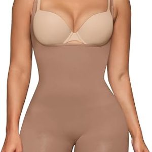 SHAPERX Open Bust Shapewear Tummy Control Bodysuits for Women Seamless Compression High Waisted Body Shaper