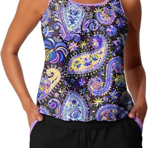 Summer Mae Blouson Women's Tankini Swimsuits Tummy Control Modest 2026 Two Piece with Sporty Pockets Bathing Suits