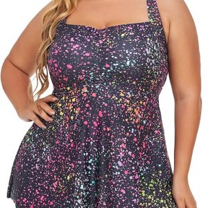 Summer Mae Women Plus Size Two Piece Tankini Swimsuits Flowy Bathing Suits Tummy Control Swimwear with Shorts