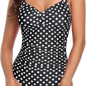 Tempt Me Women Ruched Slimming One Piece Swimsuits Tummy Control Vintage Bathing Suits