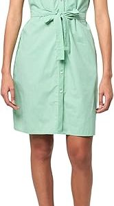 Tommy Hilfiger Women's Sleeveless Collared Button Front Tie Waist Mini Shirt Dress