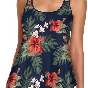 Urchics 2026 Women Two Piece Tankini Swimsuit Tummy Control Plus Size Long Torso Top and High Waisted Boyshorts Bathing Suits