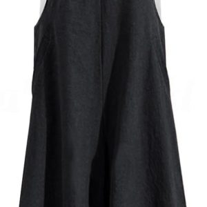 YESNO Women Casual Loose Long Bib Pants Wide Leg Jumpsuits Baggy Cotton Rompers Overalls with Pockets PZZTYP2