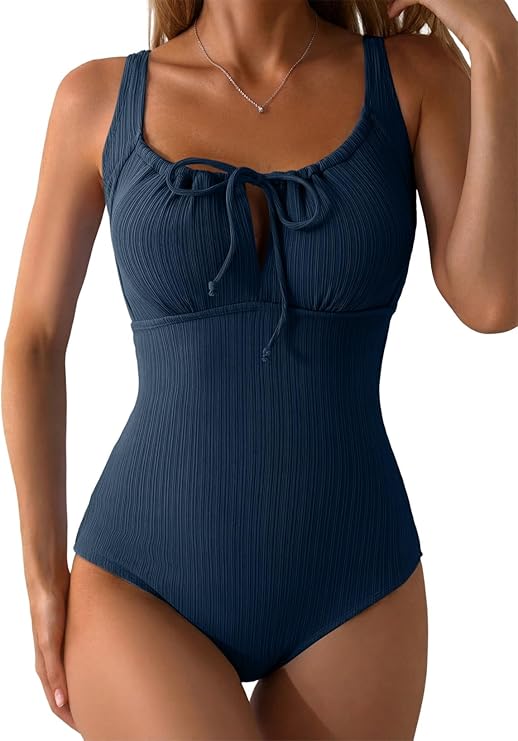 Aleumdr Womens Textured One Piece Swimsuit Tummy Control Bathing Suit Tie Knot Cutout Swimwear Aleumdr Womens Textured One Piece Swimsuit Tummy Control Bathing Suit Tie Knot Cutout Swimwea