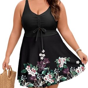 Arolina Plus Size Swimdress for Women High Waisted Tummy Control Tankini Bathing Suits Two Piece Swimsuits with Boyshorts