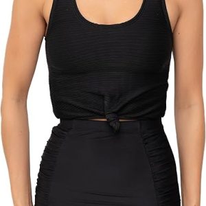 Coral Reef Swim Tankini Swimsuits for Women - Knotted Front Tankini Top & High Waisted Ruched Bikini Bottom Tankini (XXS-3XL)