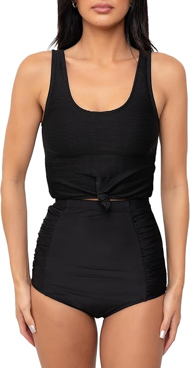 Coral Reef Swim Tankini Swimsuits for Women - Knotted Front Tankini Top & High Waisted Ruched Bikini Bottom Tankini (XXS-3XL) Coral Reef Swim Tankini Swimsuits for Women - Knotted Front Tankini Top & High Waisted Ruched Bikini Bottom Tankini (XXS-3XL)