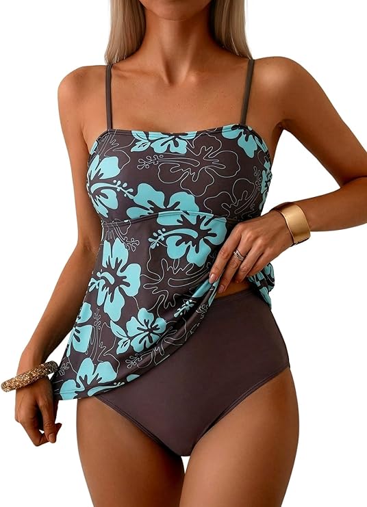 Dokotoo Women's Boho Floral Tankini Set Two Piece Swimsuits Flowy Vintage Beachwear Dokotoo Women's Boho Floral Tankini Set Two Piece Swimsuits Flowy Vintage Beachwear