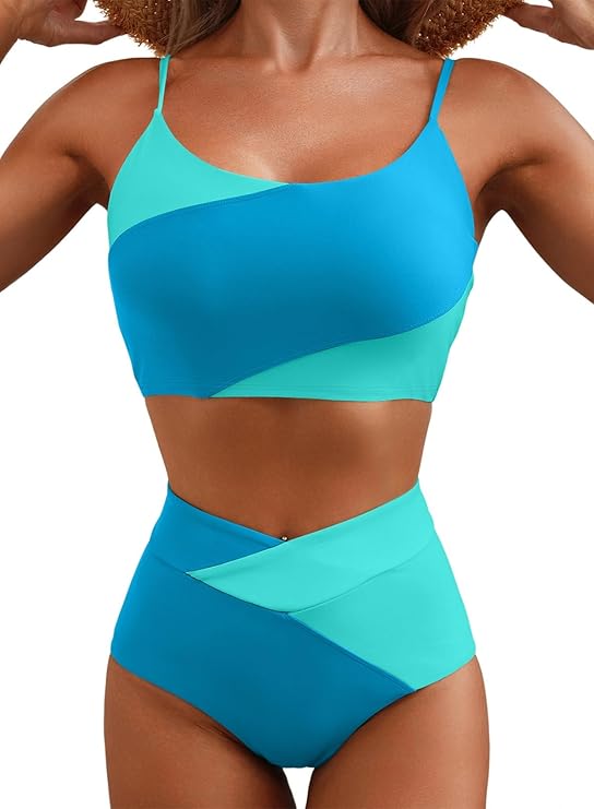 Herseas Women 2 Piece High Waisted Bikini Sets Color Block Popular Swimsuit 2026 Summer Beach Best Bathing Suits Herseas Women 2 Piece High Waisted Bikini Sets Color Block Popular Swimsuit 2026 Summer Beach Best Bathing Suits