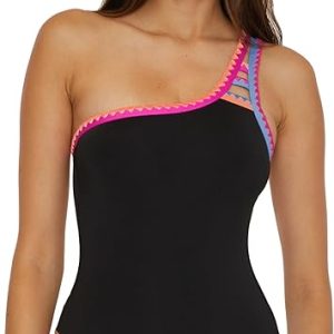Lucky Brand Women's Avila Asymmetrical One Piece Swimsuit, Adjustable, Tie Back, Bathing Suits for Women