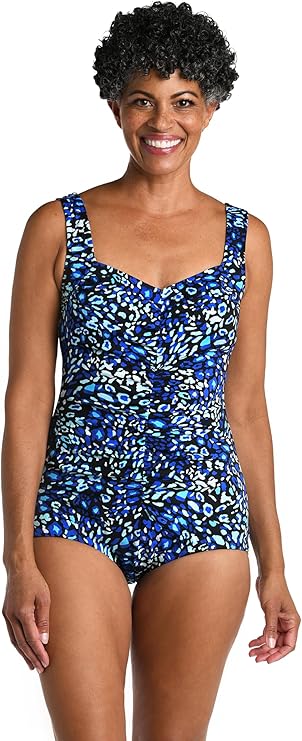 Maxine of Hollywood Women's Standard Shirred Front Girl Leg One Piece Swimsuit Maxine of Hollywood Women's Standard Shirred Front Girl Leg One Piece Swimsuit