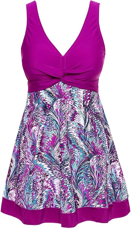 MiYang Women's Plus Size Printing Padded High Waist Swimdress MiYang Women's Plus Size Printing Padded High Waist Swimdress