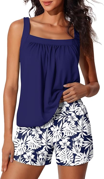 Summer Mae Blouson Womens Tankini Swimsuits 2026 Modest Tummy Control Bathing Suits Swim Shorts with Pockets for Beach Summer Mae Blouson Womens Tankini Swimsuits 2026 Modest Tummy Control Bathing Suits Swim Shorts with Pockets for Beach