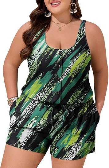 Summer Mae Plus Size Swim Romper One Piece Swimsuit Women Blouson Bathing Suit with Pockets 2026 Modest Swimwear Summer Mae Plus Size Swim Romper One Piece Swimsuit Women Blouson Bathing Suit with Pockets 2026 Modest Swimwear