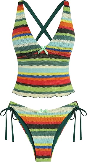ZAFUL Women's Tankini Set V Neck Tummy Control Floral Printed Tie Side Thong Bikini Swimsuits 2 Piece Bathing Suits ZAFUL Women's Tankini Set V Neck Tummy Control Floral Printed Tie Side Thong Bikini Swimsuits 2 Piece Bathing Suits