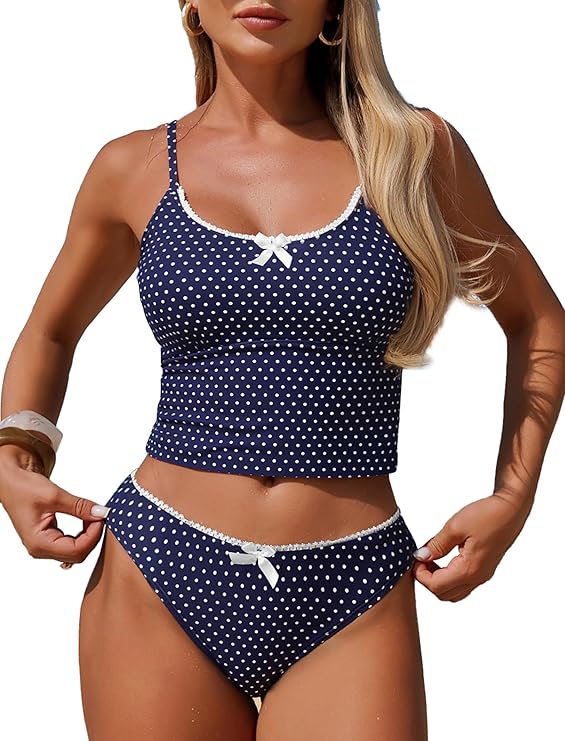 ZAFUL Womens Tankini Swimsuits Tummy Control High Cut Bow Decor Bathing Suits Two Piece Bikini Sets ZAFUL Womens Tankini Swimsuits Tummy Control High Cut Bow Decor Bathing Suits Two Piece Bikini Sets