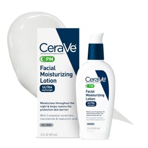 CeraVe PM Facial Moisturizing Lotion, Night Cream with Hyaluronic Acid and Niacinamide, Ultra-Lightweight, Oil