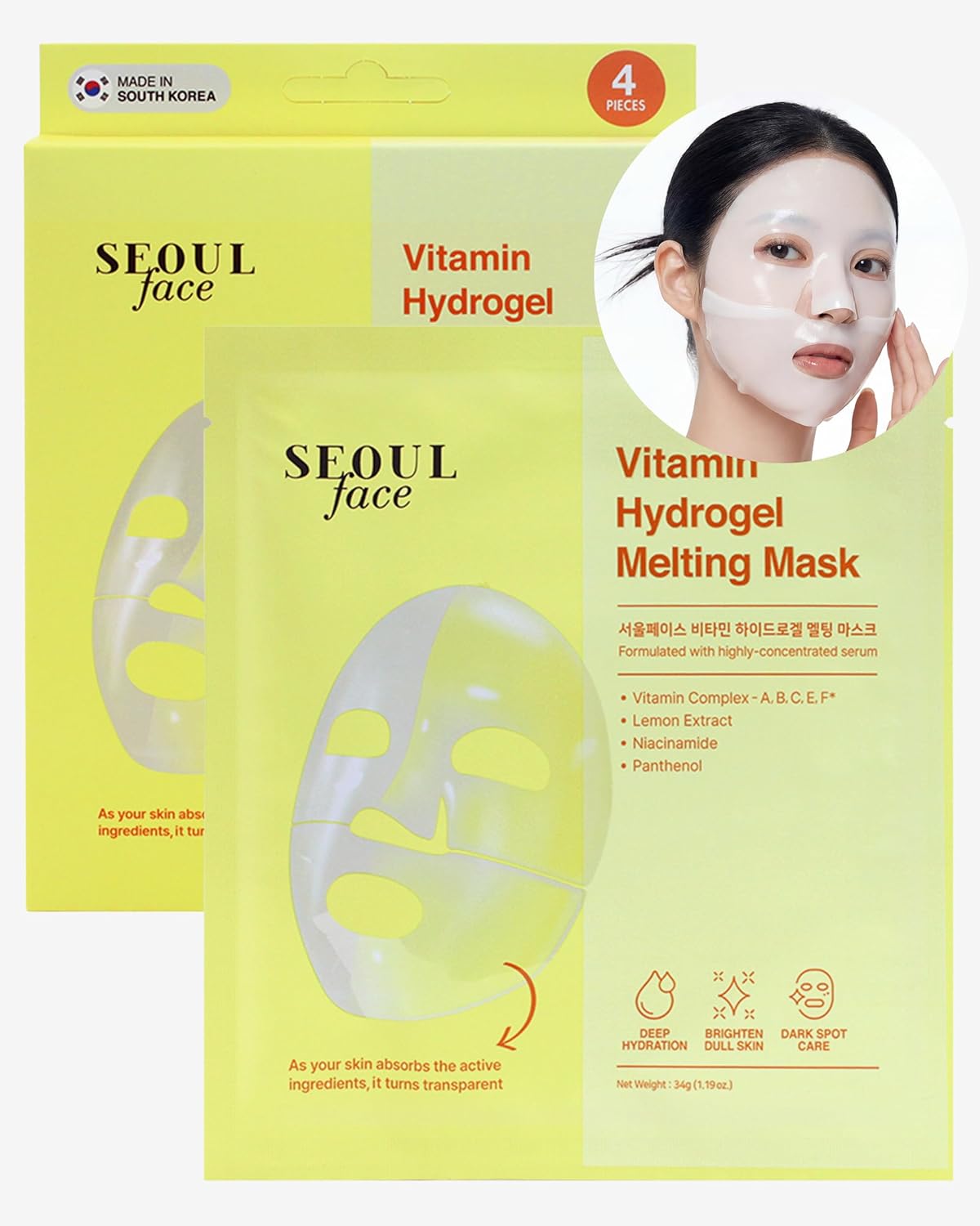 DERMAL Vitamin Hydrogel Melting Jelly Gel Mask 4ea - Korean Overnight Face Mask with Vitamin Complex - Anti Aging & Evens Skin for Radiant Skin - Korean Skincare DERMAL Vitamin Hydrogel Melting Jelly Gel Mask 4ea - Korean Overnight Face Mask with Vitamin Complex - Anti Aging & Evens Skin for Radiant Skin - Korean Skincare