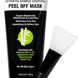 Ebanel Charcoal Peel Off Face Mask Applicator Set, Deep Pore Cleansing Minimizer Blackhead Remover with Niacinamide, Hyaluronic Acid, Vitamin C