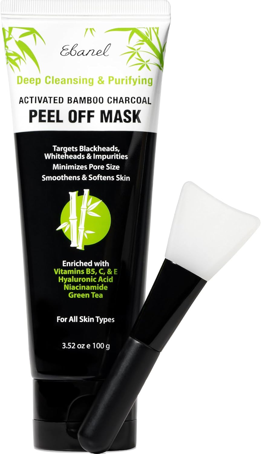 Ebanel Charcoal Peel Off Face Mask Applicator Set, Deep Pore Cleansing Minimizer Blackhead Remover with Niacinamide, Hyaluronic Acid, Vitamin C Ebanel Charcoal Peel Off Face Mask Applicator Set, Deep Pore Cleansing Minimizer Blackhead Remover with Niacinamide, Hyaluronic Acid, Vitamin C