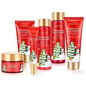 Gifts for Women 6 Pcs Skin Care Set Pomegranate Moisturize Soothe Hydrate Gifts for Teenage Girls Stocking Stuffers-Cleanser,Toner,Lotion,Face Cream,Eye