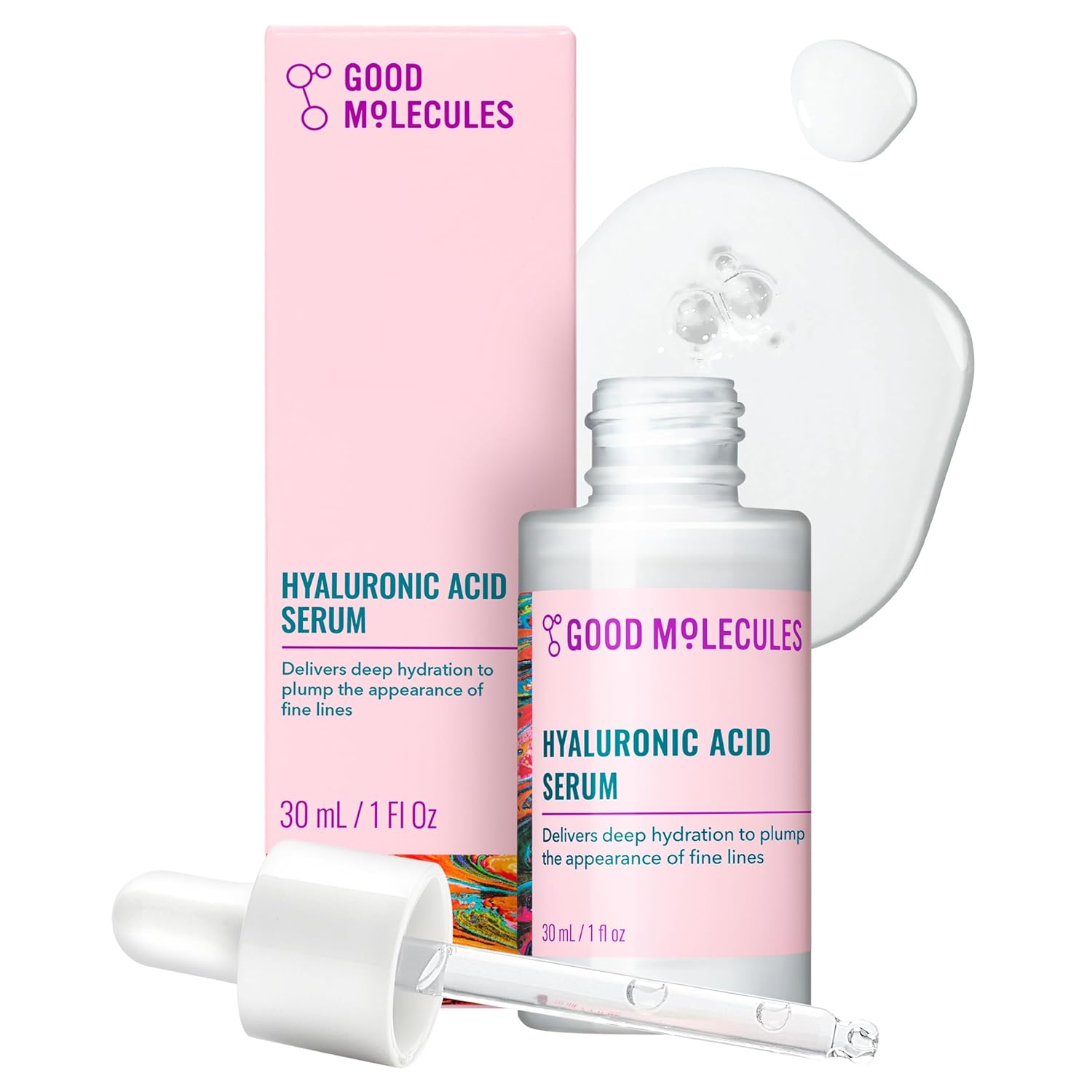 Good Molecules Hyaluronic Acid Serum - 1% Hyaluronic Acid Non-greasy Ultra Hydrating Serum, Facial Moisturizer for Plumper Skin, Skin Care for Face Good Molecules Hyaluronic Acid Serum - 1% Hyaluronic Acid Non-greasy Ultra Hydrating Serum, Facial Moisturizer for Plumper Skin, Skin Care for Face