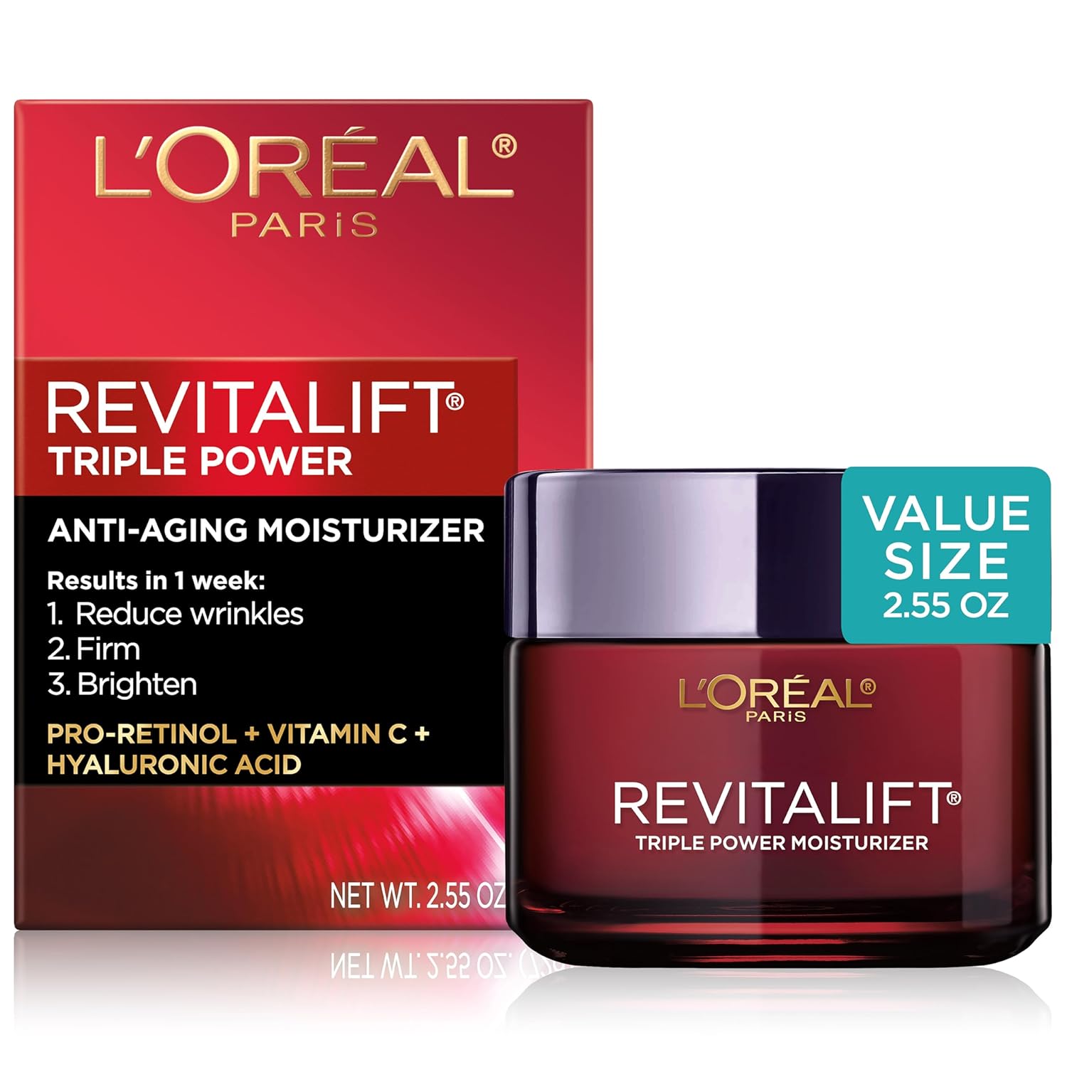 L'Oreal Paris Revitalift Triple Power Anti-Aging Face Moisturizer, Pro Retinol, Hyaluronic Acid & Vitamin C to Reduce Wrinkles, Firm & Brighten Skin L'Oreal Paris Revitalift Triple Power Anti-Aging Face Moisturizer, Pro Retinol, Hyaluronic Acid & Vitamin C to Reduce Wrinkles, Firm & Brighten Skin