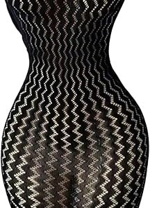 OYOANGLE Women's Fishnet Halter Bodycon Lingerie Dress Sexy Hollow Out See Through Sleeveless Chemise Beach Cover Up Dress