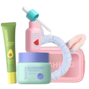 QUIYUM Fruit Skin Care Set, Beauty Gift Sets, Skincare Kit with Serum, Eye Cream, Moisturizer, Hydration, Moisturization, Radiance, Nourishment, Travel Kit for Women Wife Mother Teens Girls