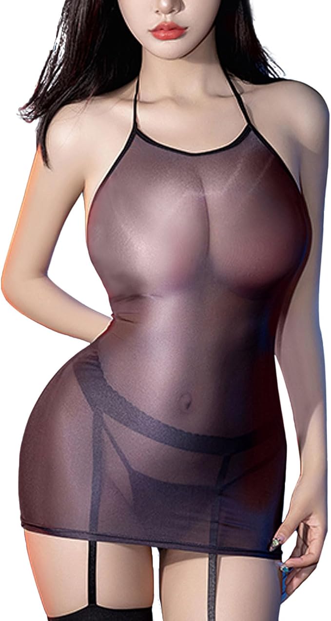 Sexy Bodystocking Lingerie for Women Sheer One Piece Bodysuit Dress Backless Strappy Adjustable Nightdress Sexy Bodystocking Lingerie for Women Sheer One Piece Bodysuit Dress Backless Strappy Adjustable Nightdress