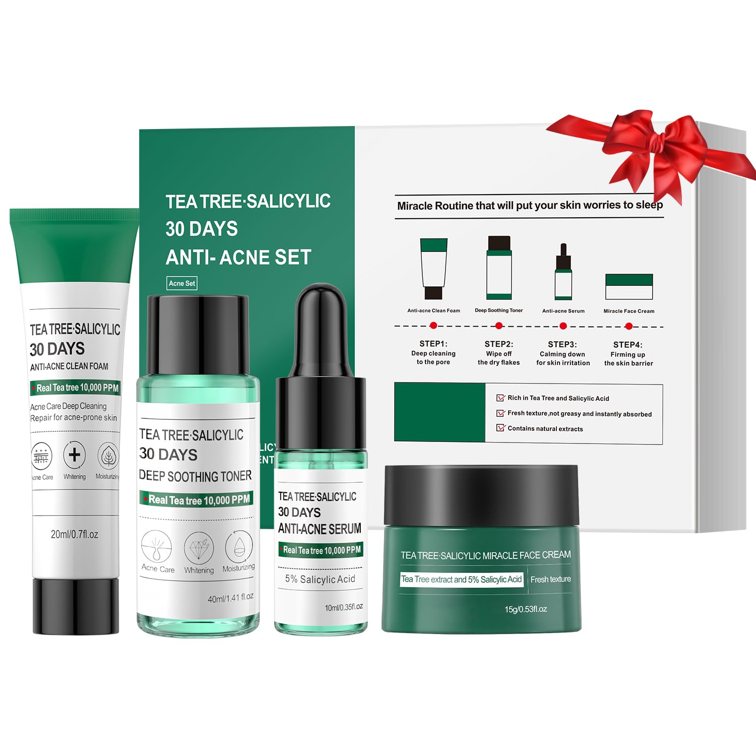 Tea Tree Salicylic Acid Facial Skin Care Set, Acne Treatment Skincare Set ,Skincare Mini Kit, Facial Kit Gifts for Women Tea Tree Salicylic Acid Facial Skin Care Set, Acne Treatment Skincare Set ,Skincare Mini Kit, Facial Kit Gifts for Women