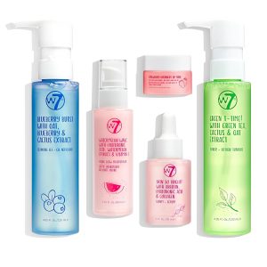 W7 Self Care Skincare Set | Face Cleanser, Toner, Serum, Moisturizer & Lip Mask | Complete Daily Face Routine | Full Size