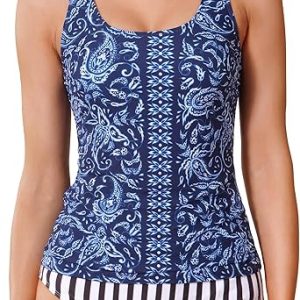 Tankini Swimsuits for Women - Two Piece Tummy Control Bathing Suits Adjustable Straps Women's Tankinis Swimsuit